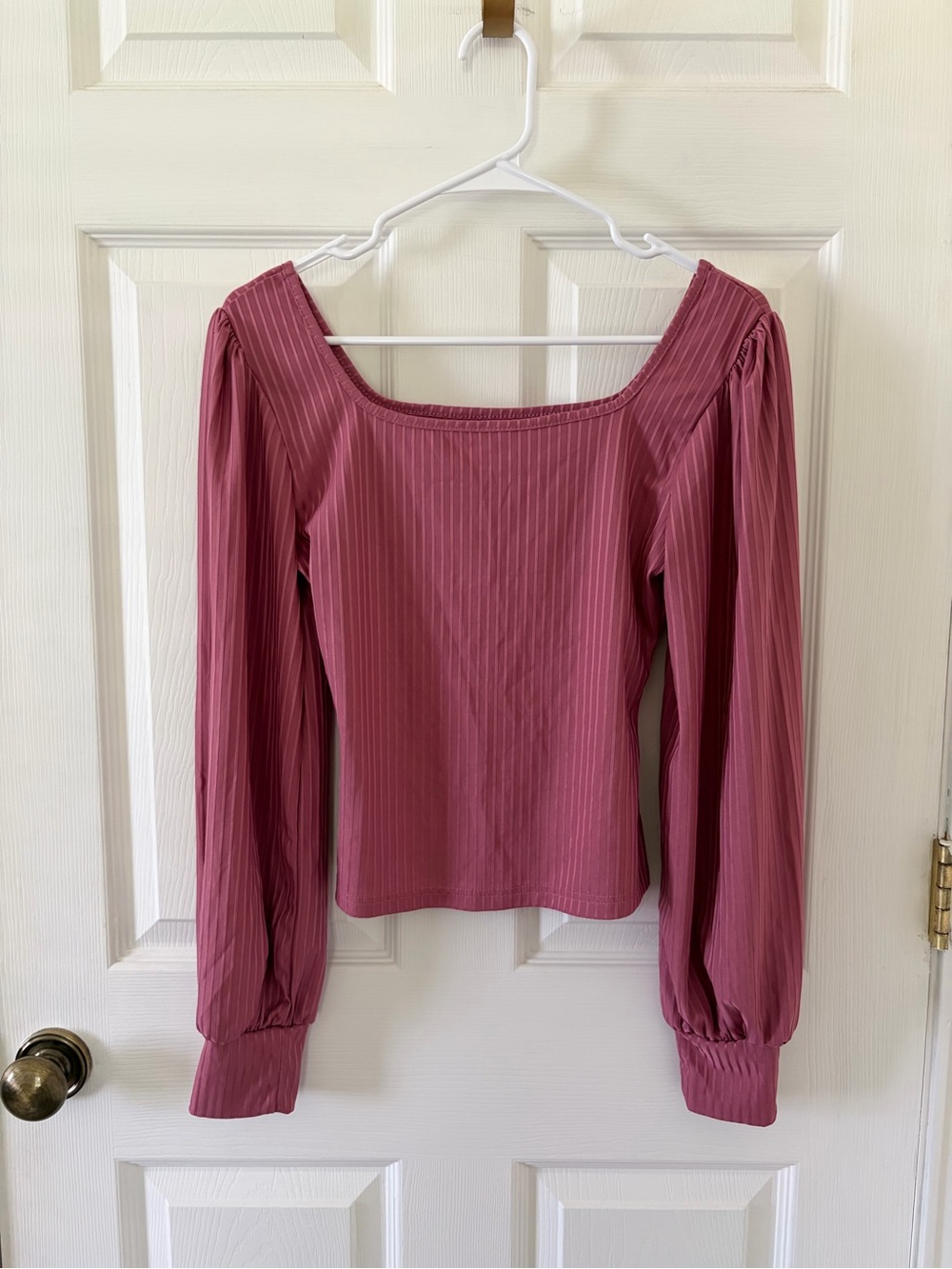 SHEIN Women’s Long Sleeve Square Neck Top in Dusty Rose